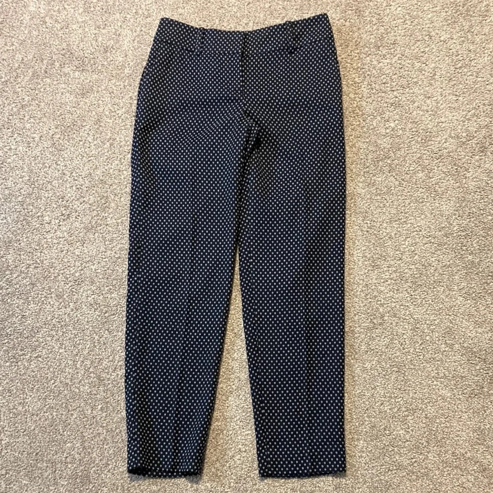 NWOT Ann Taylor Petite Navy with White Squares Dress Pants 0P